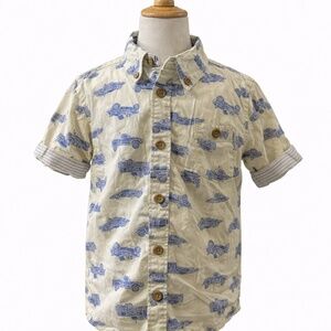 Maximus Rex Boys Button-Down Shirt with Vintage Car Print – Size 4T
